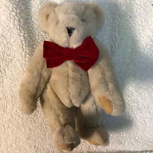 Gorgeous VERMONT TEDDY BEAR, fully jointed, red bowtie